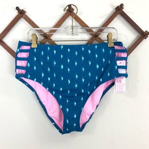 Lilly Pulitzer Blue Swim New Full Coverage Bikini Bottom Rumy Macaw Coconut Row